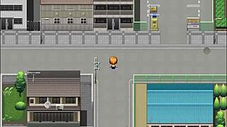 Old man grabs huge ass of sexy neighbor in hentai game