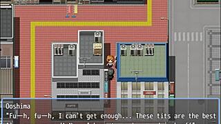 Old man grabs huge ass of sexy neighbor in hentai game