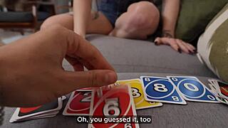 erotic uno game turns into unplanned strip and cumshot mess