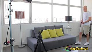 The casting agent spotted the gay bodybuilder and took his hard cock for a wild ride during the interview