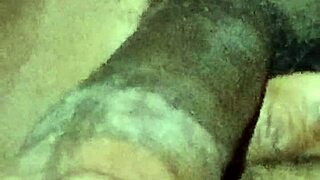 gay twink stroking his big hairy cock at home