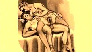 Vintage Erotic Illustration Depicting Raw Fucking Action.
