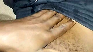 gay twink stroking his big hairy cock at home