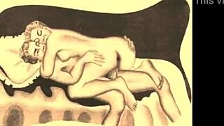 vintage erotisk illustration af rå knep action.