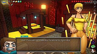 Hornycraft parody hentai game Ep 45 with femdom babe getting face covered in hot cum