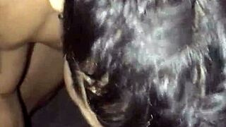 Deepthroat gagging on big cock at the gloryhole bareback