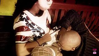 Unbelievable! Naughty Brunette in Kitty Mask Gets Facial!