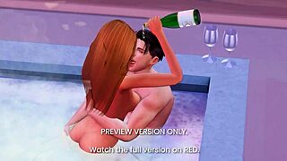 oh, this hot tub romance in 3d hentai is so naughty