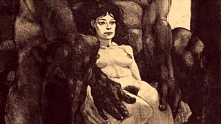 Vintage erotic cartoon illustration from retro anime hentai