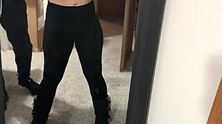 Huge cock delivers creamy titty fuck in restroom tease! Pounded hard!