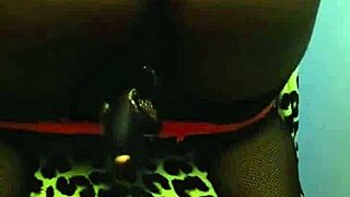 Anime girl’s ebony big ass rides dildo hard