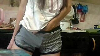 i’m touching myself in the kitchen while parents watch tv next door... so risky!