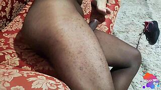 Curvy milf trains at home, taking personal cock in tight anal