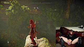 gamer slut forgets cam is on while playing with huge dildo in heels