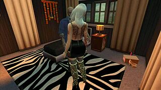 Street girl in boots picks up a client for night work on anime alley