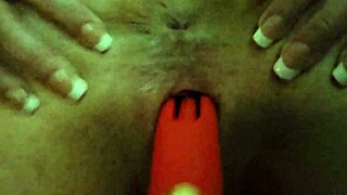 Wife tries new toy in tight anal homemade scene