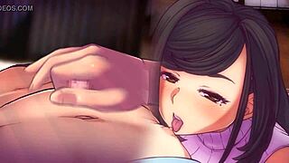 Аниме хентай с большими сиськами наказанными в дикой сцене хэндджоба.