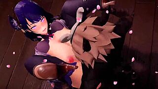 Nemůžu uvěřit Raiden Shogun v téhle divoké gang bang scéně