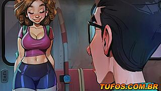 Nerd brasileña caliente en metro oscuro