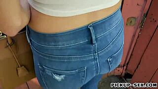 Pierced Naomi Woods gets banged hard for cash in outdoor public scene