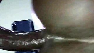 Cum code orgasm with ebony milf shaved pussy. Trimmed lover hits climax hard.