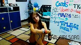 Teen with an arm disability in webcam action