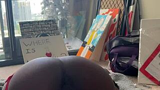 Hey, this ebony babe just can’t handle the intense fuck machine!