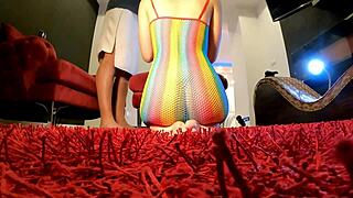 Two girls compete in a dice game to make the guy cum first with handjobs 😈