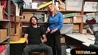 Hot Blonde Milf Security Guard Bangs Thief Guy Doggy Style