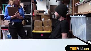 Hot Blonde Milf Security Guard Bangs Thief Guy Doggy Style