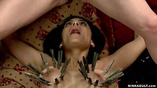 busty lesbian tied up, whipped hard, and banged in wild lezdom session