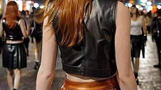 Outdoor friendzone bust with redhead in leather shoes