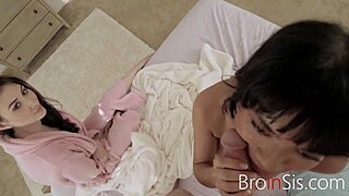 Stepmom pushes stepsister to bang stepbrother hard