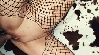 Russian amateur couple in hot action in stockings and lingerie