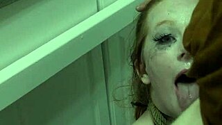 Degradation Slut Siren Eats Cum from Boot in Sloppy BDSM Scene