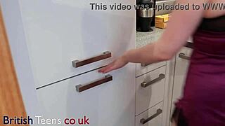 British 18-year-old slurps ice cream topped with cum, so naughty! 😜