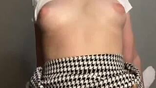 Brunette wife cheats in POV, sucking and riding cowgirl style. What a wild couple!