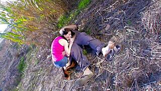 Skinny amateur gets a quick and rough outdoor fuck