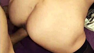 Mature wife in stockings gets assfucked pov style at home. Her ass trembles during anal.