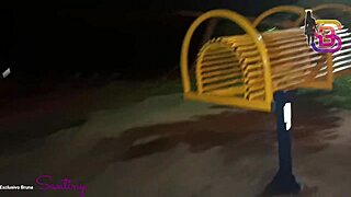 Safada from Goiânia Bends Over in Public Square and Sucks Huge Shaft