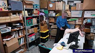 Skinny Shoplifter Teen Gets Pounded Hard by LP Officer in Office