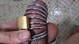 Kinky pee fetish with chastity