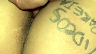 Amateur with big boobs tries to penetrate her tight ass with a finger