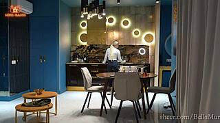 Горячая домработница скачет на боссе с тугим аналом за услугу