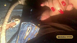 giving a nice blowjob to my husband in the cinema