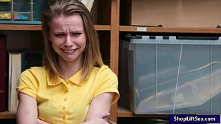 Skinny Shoplifter Teen Gets Pounded Hard by LP Officer in Office