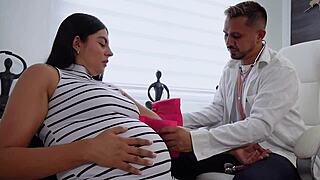 Pregnant Latina gets a rough gyno exam and sex