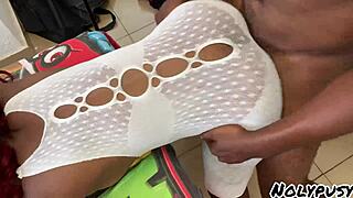 hot ebony babe gets slammed good in her tight room