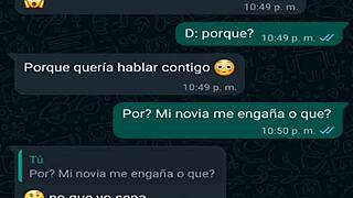 my friend in mini shorts gets excited during our whatsapp chat