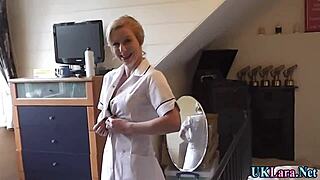 British nurse gives a blowjob in a threesome